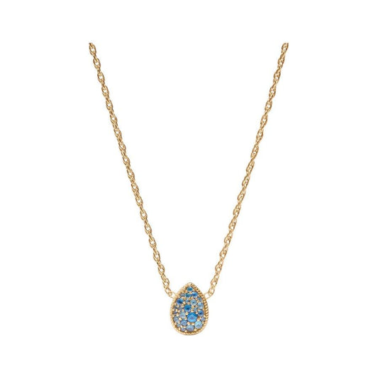 Birthstone Teardrop Delicate Necklace - Blue Topaz