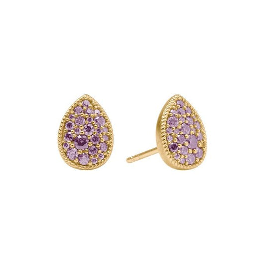 Birthstone Teardrop Stud - Amethyst