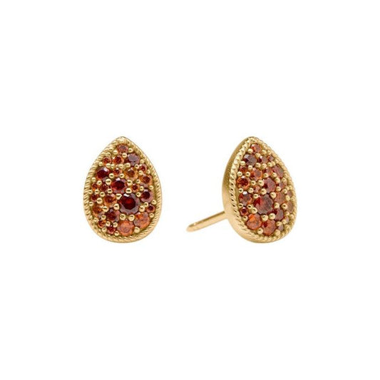 Birthstone Teardrop Stud - Garnet