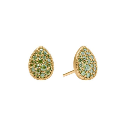 Birthstone Teardrop Stud - Peridot Green