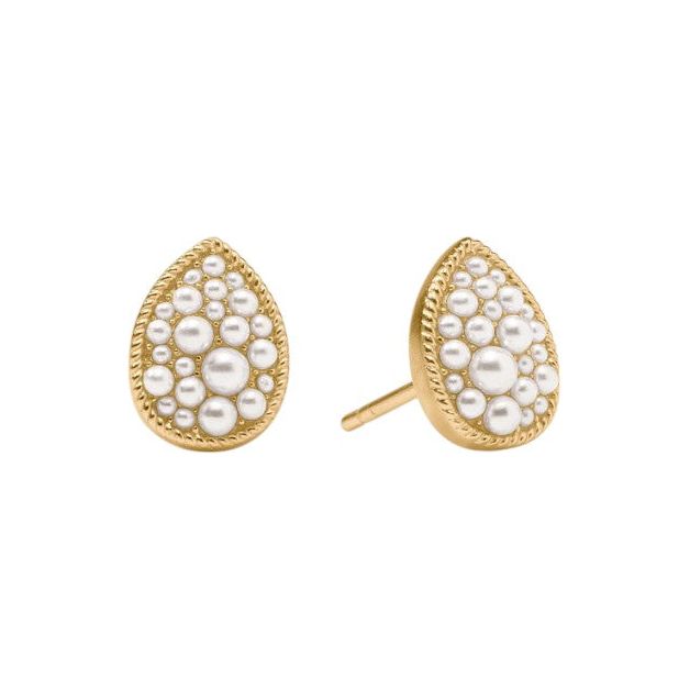 Birthstone Teardrop Stud - Pearl