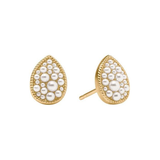 Birthstone Teardrop Stud - Pearl