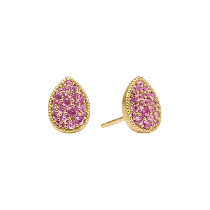 Birthstone Teardrop Stud - Pink Tourmaline