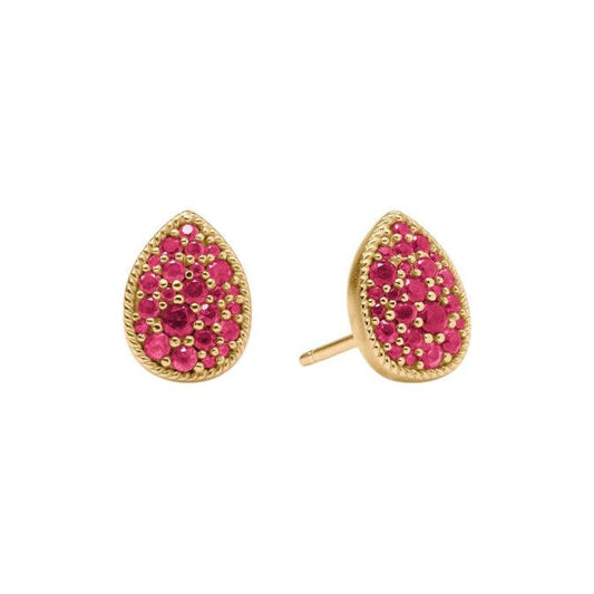 Birthstone Teardrop Stud - Ruby