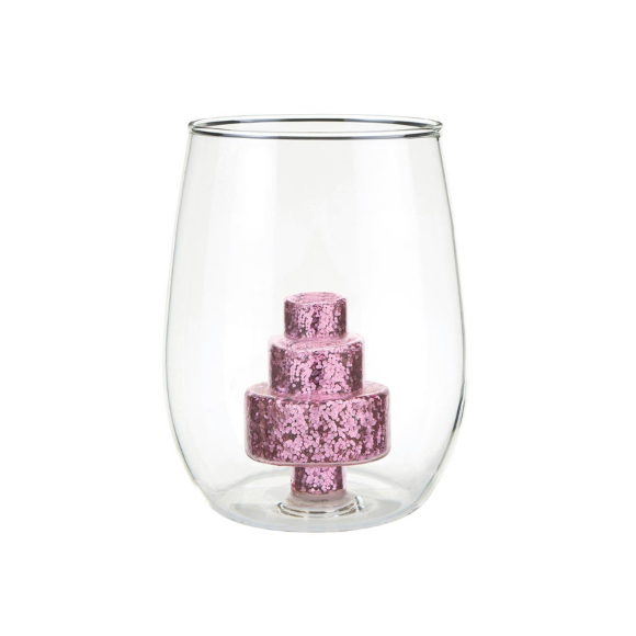 Glitter Cake Stemless Wine