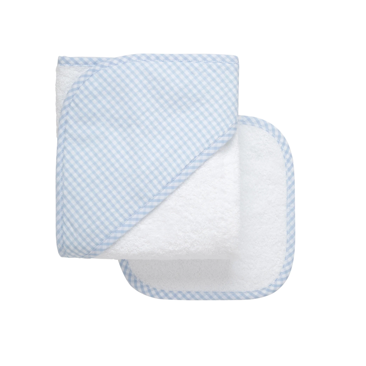 Big Check Baby Hooded Towel & Washcloth Set: BLUE