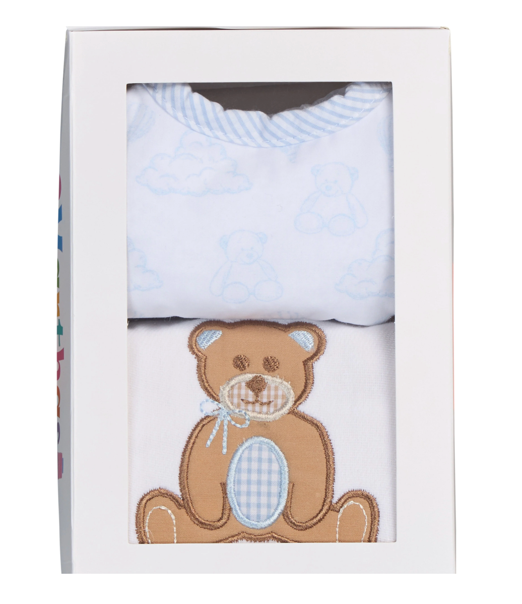 Blue Bear Bib + Burp Cloth Set