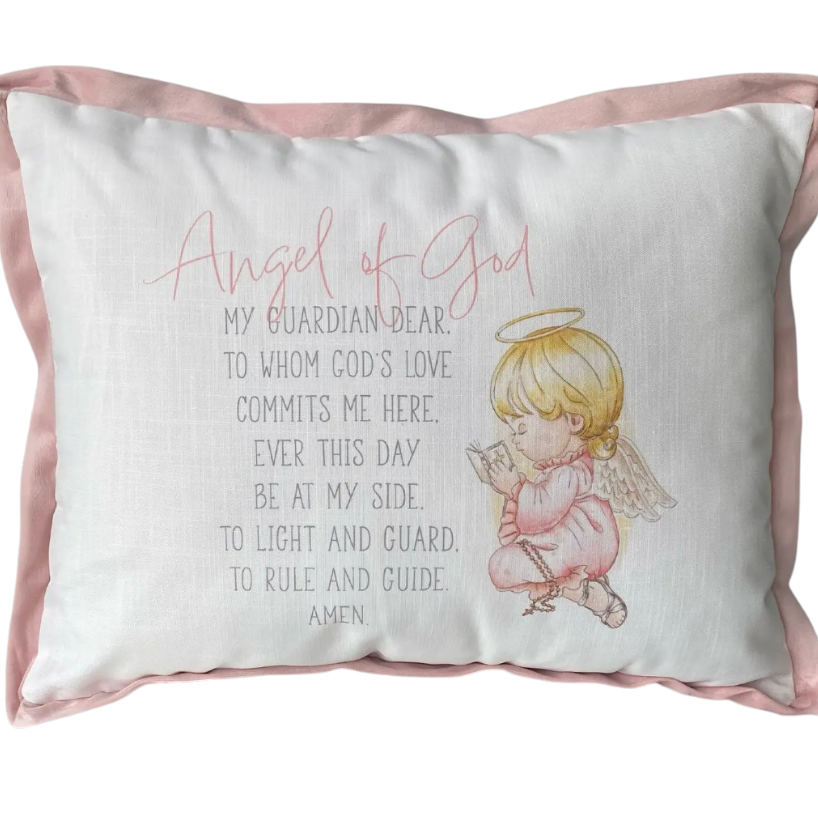 Pink Guardian Angel Pillow