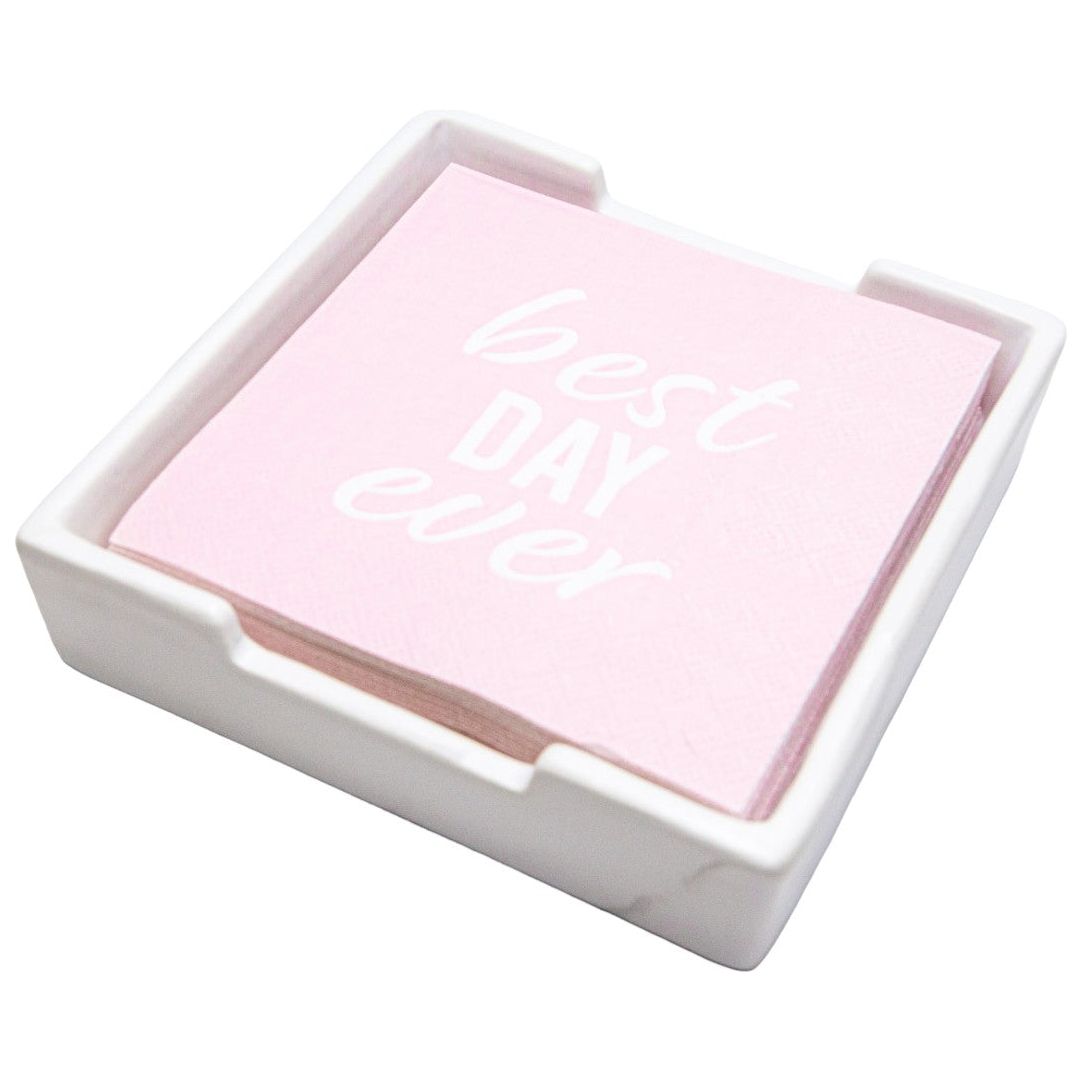 Cocktail Napkin Holder - White