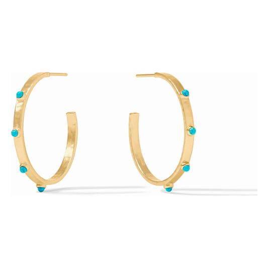 Crescent Stone Hoop - Turquoise - Med