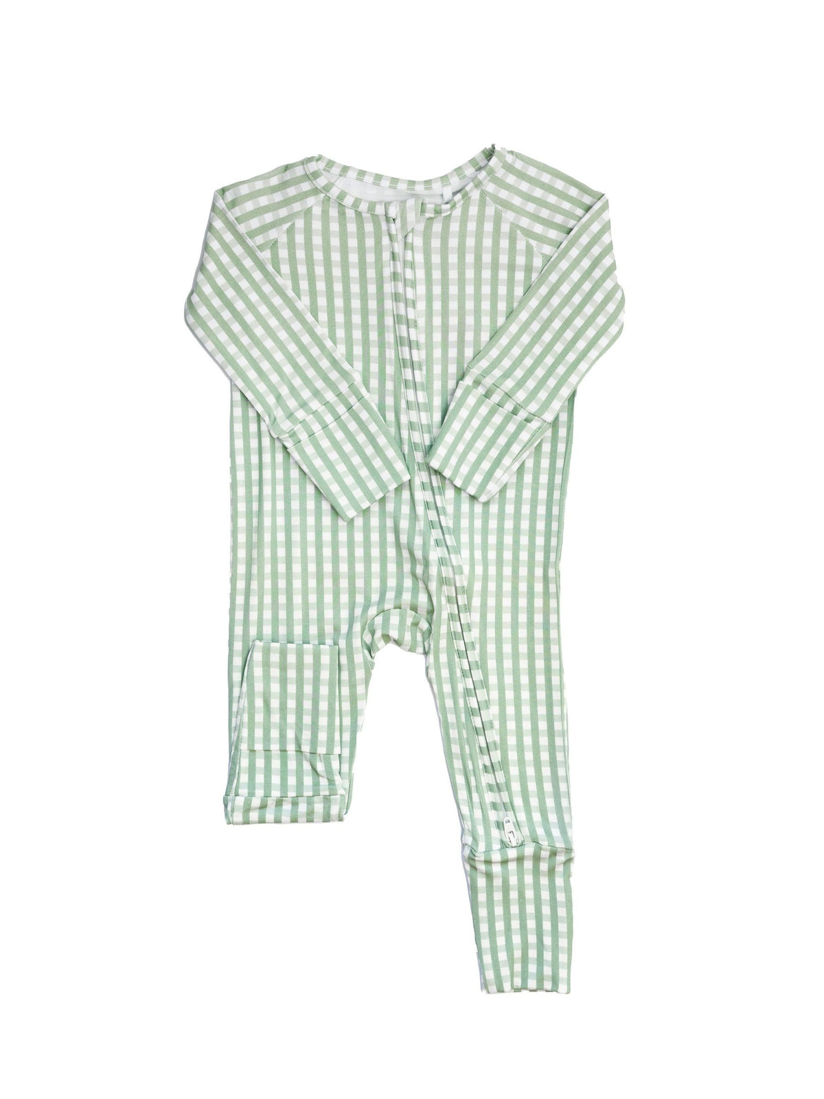 Green Gingham Sleep Romper:
