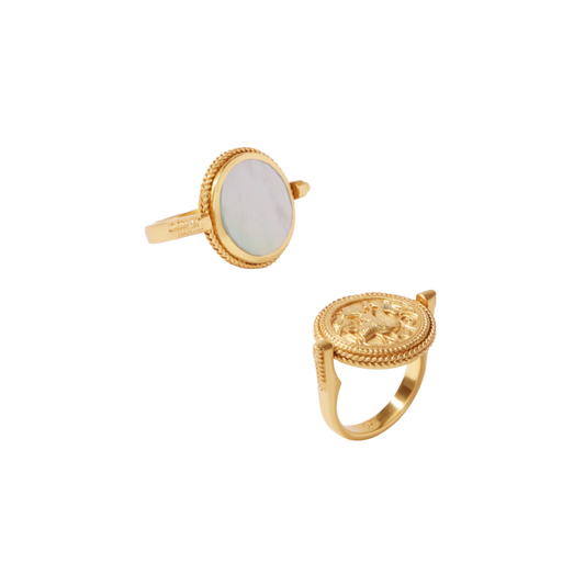 Coin Revolving Ring - Mother of Pearl: 7