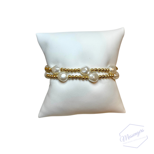 Admire Gold 3mm Bead Bracelet Pearl