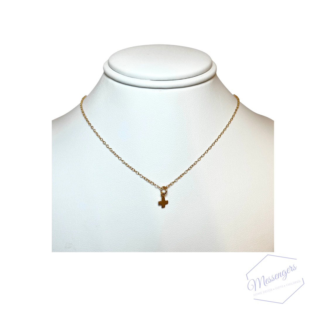 16" Necklace Gold - Signature Cross Small Gold Charm