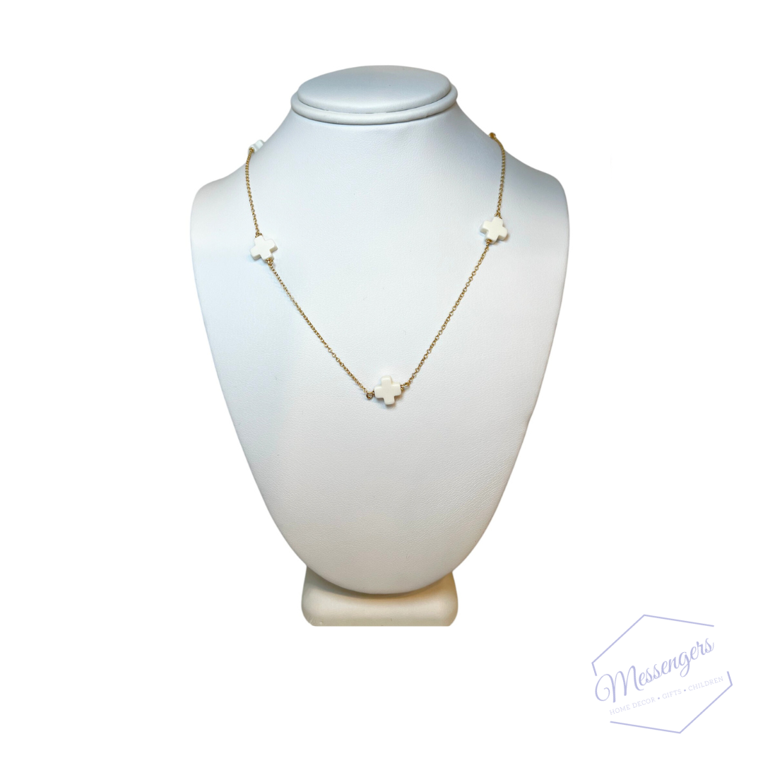 15" Choker Simplicity Chain Gold - Signature Cross Off-White