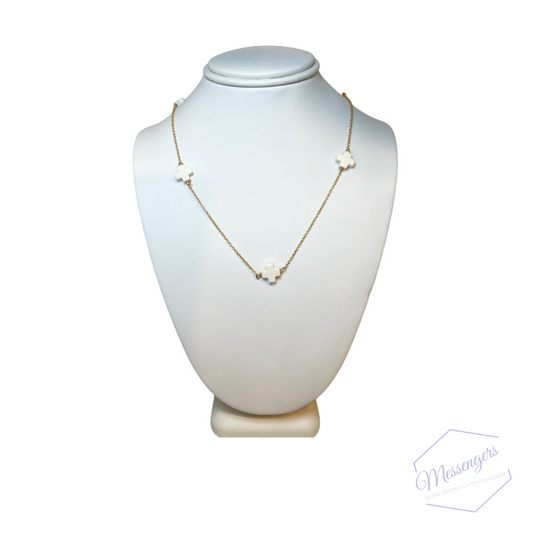 15" Choker Simplicity Chain Gold - Signature Cross Off-White