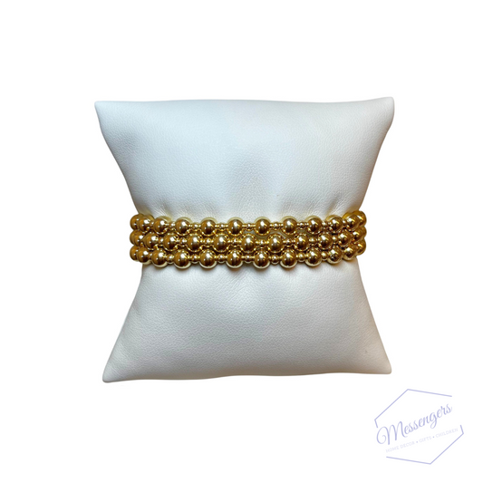 Classic Grateful Pattern 5mm Bead Bracelet - Gold