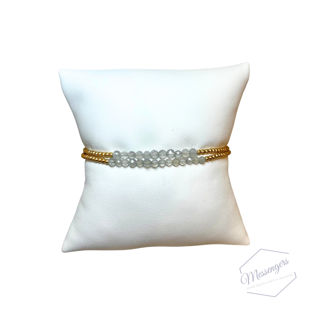 Gold Bliss 2mm Bead Bracelet - Labradorite