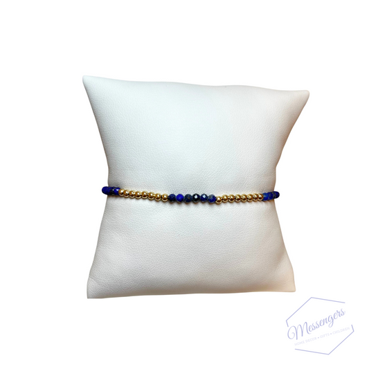 Blissful Pattern 2.5mm Bead  Bracelet - Lapis