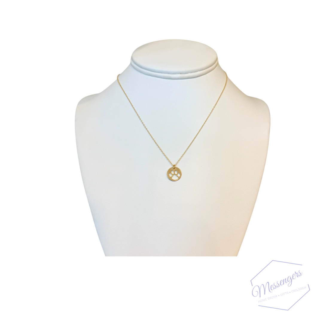 16" Necklace Gold Paw Print
