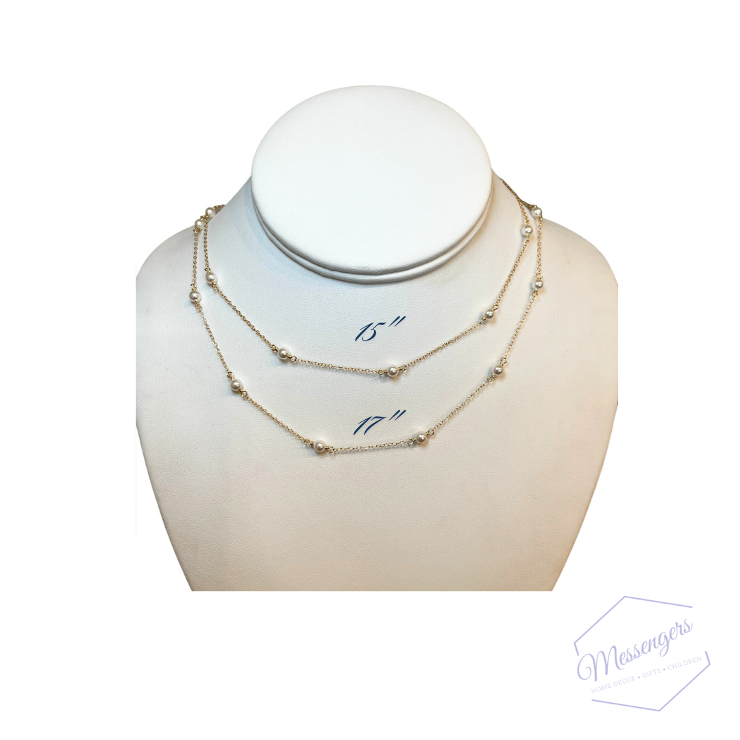 17" Choker Simplicity Chain Gold - 4mm Pearl