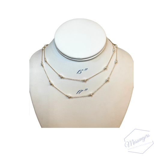 17" Choker Simplicity Chain Gold - 4mm Pearl