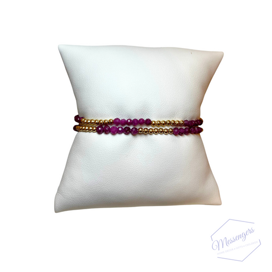 Blissful Pattern 2.5mm Bead  Bracelet - Ruby