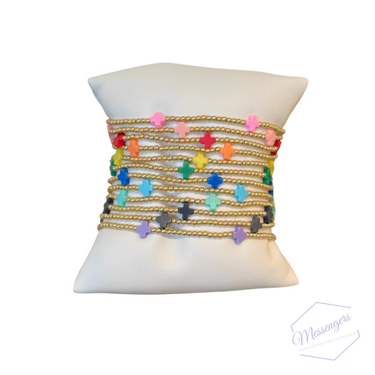 Signature Cross Small Gold Pattern - 2mm Bracelet: