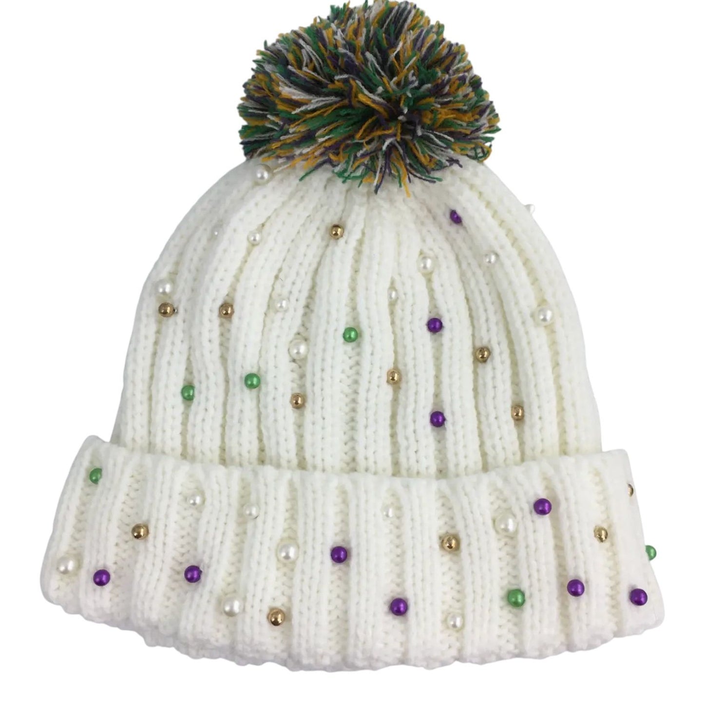 Mardi Gras Pearl Beanie - Adult