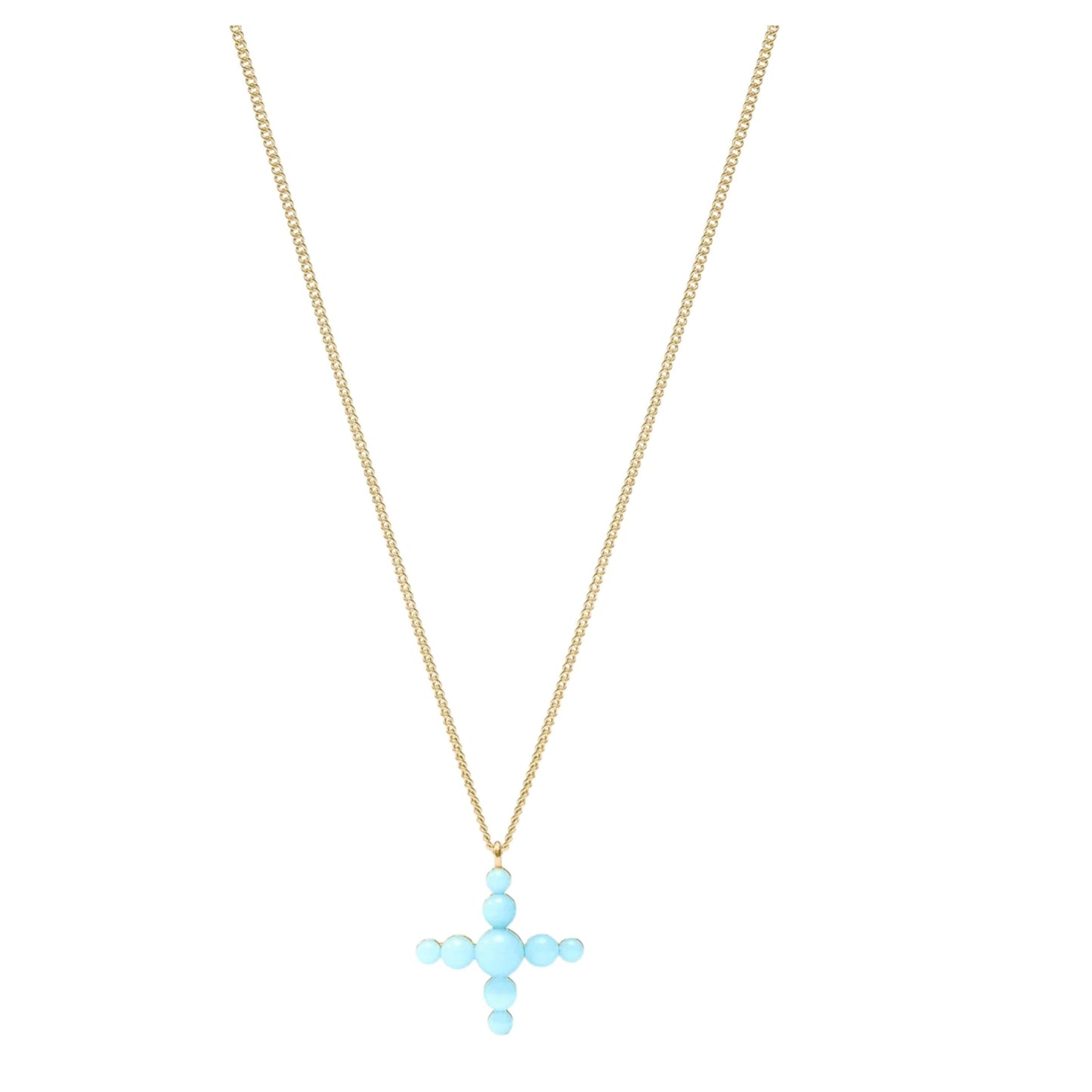 Gumdrop Cross Delicate Necklace - Powder Blue