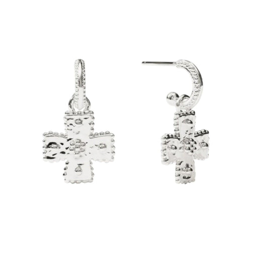 Malta Canterbury Hoop + Charm Earring - Silver