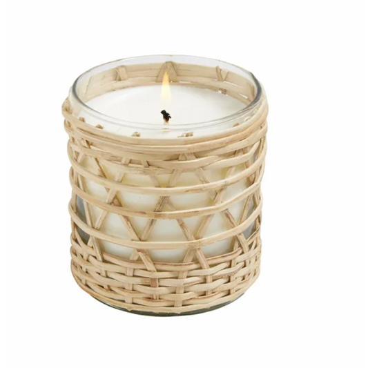 Olive Bamboo Wrapped Candle
