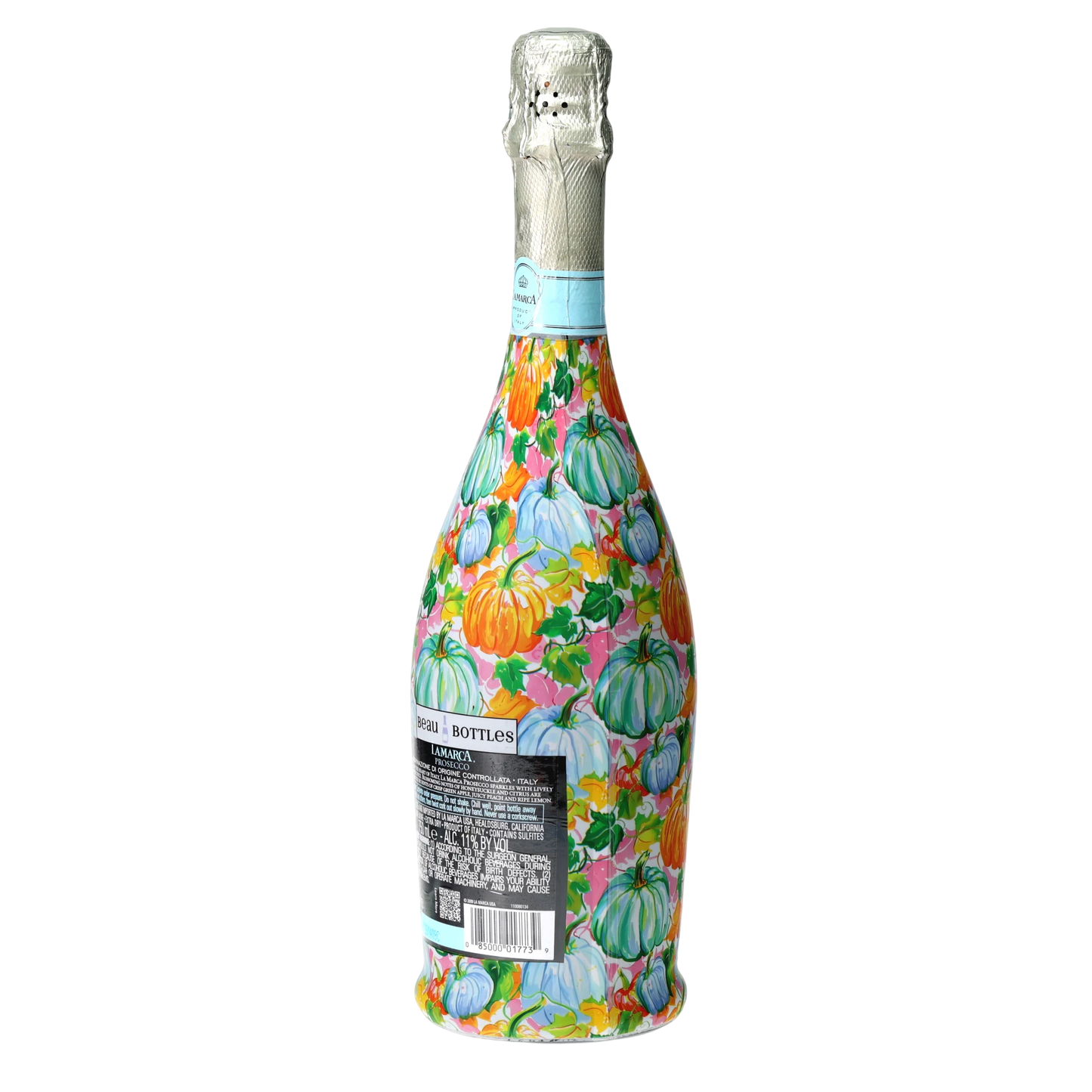 Orange & Blue Pumpkins Prosecco Bottle Wrap