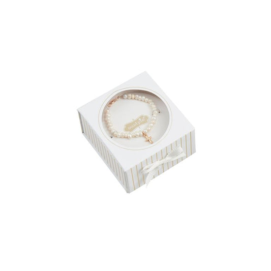 Gold Boxed Cross Bracelet