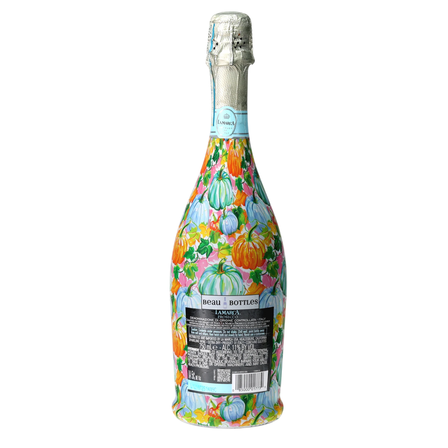 Orange & Blue Pumpkins Prosecco Bottle Wrap