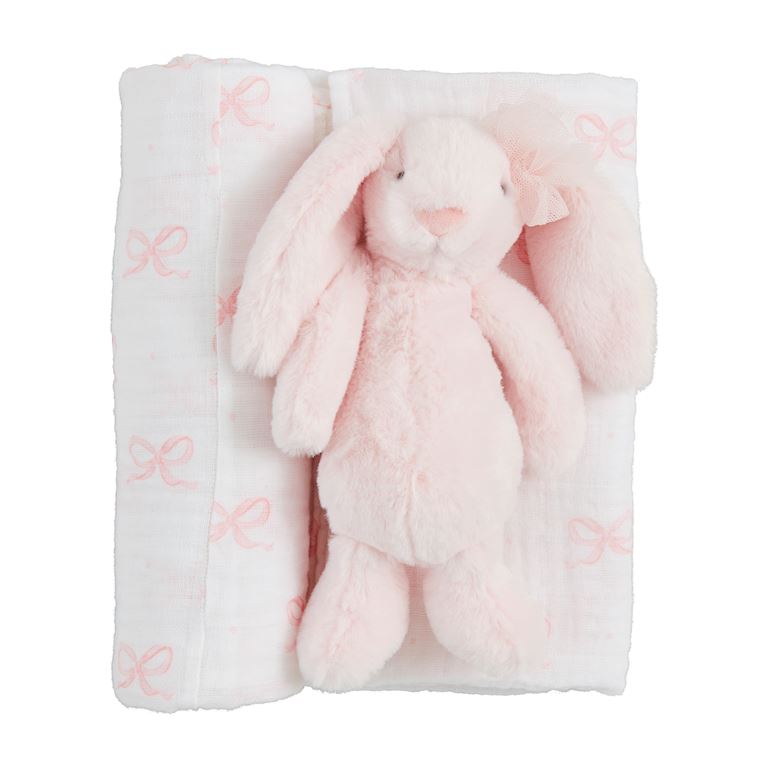Bow Bunny Swaddle + Rattle