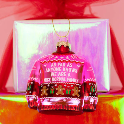 We're Nice Normal Family - Glass Ornament, Holiday Gift