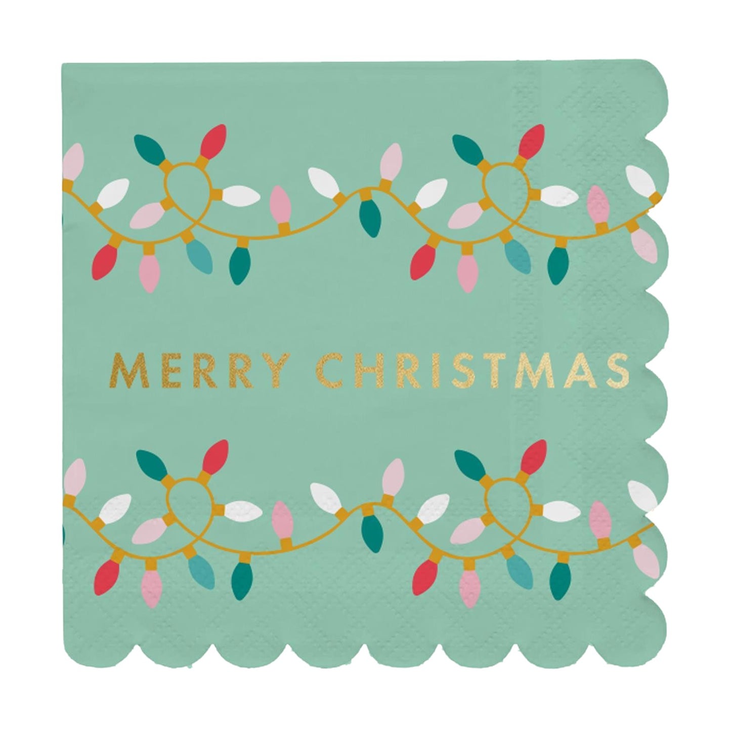 Merry Christmas Scalloped Cocktail Napkins