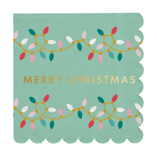 Merry Christmas Scalloped Cocktail Napkins