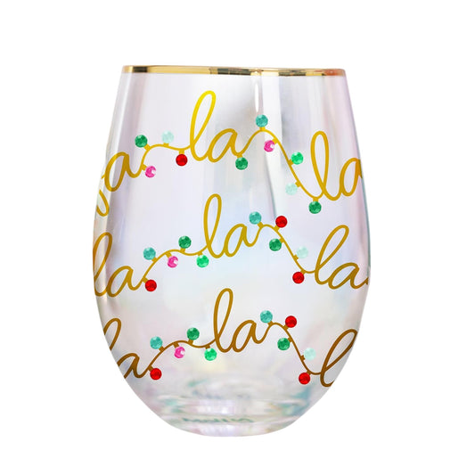 Fa La La La Wine Glass