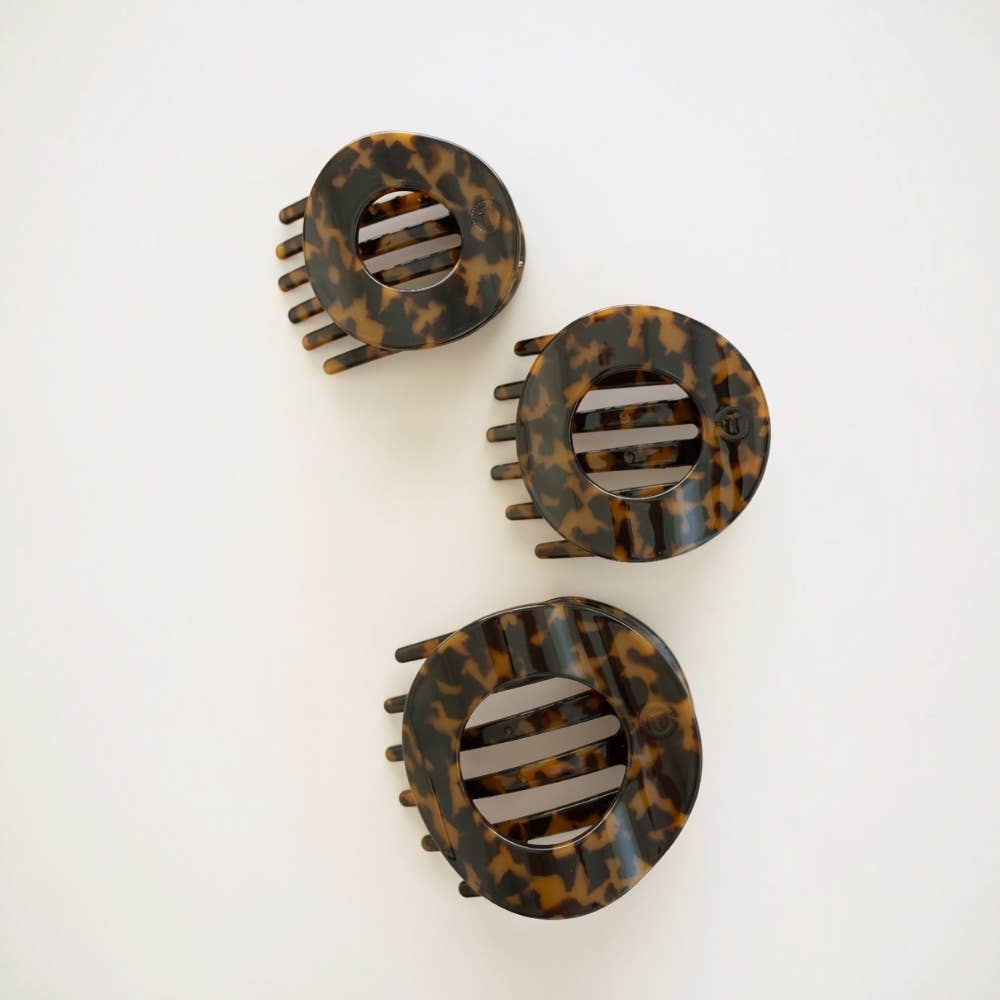 Tortoise | Large| Flat Circle Hair Clip