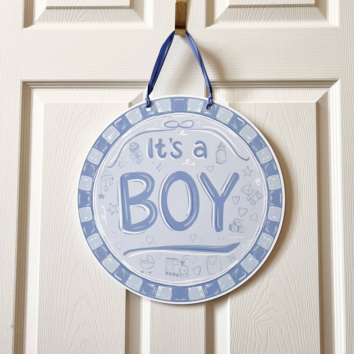 It's A Boy Round Door Hanger