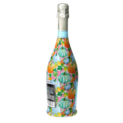 Orange & Blue Pumpkins Prosecco Bottle Wrap