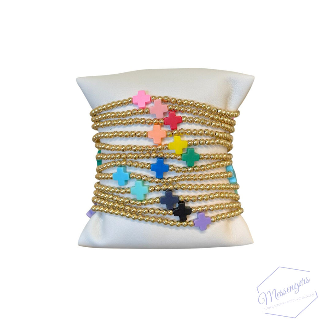 Signature Cross Gold Pattern - 3mm Bracelet: