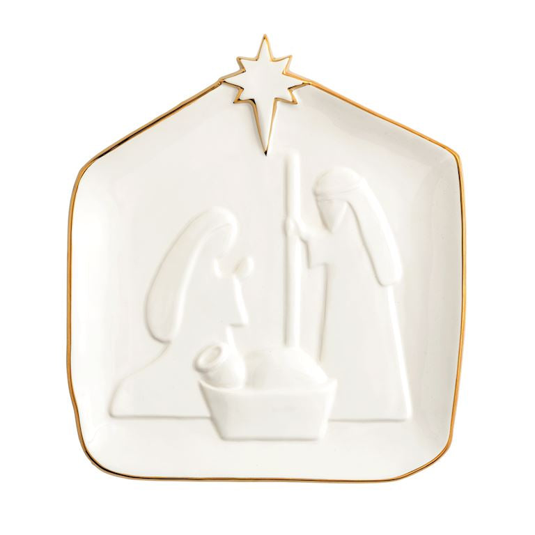 Nativity Platter - Gold Edged