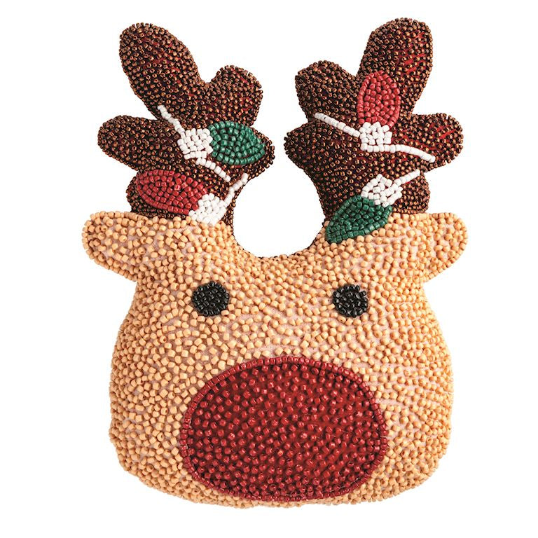 Reindeer Beaded Mini Pillow