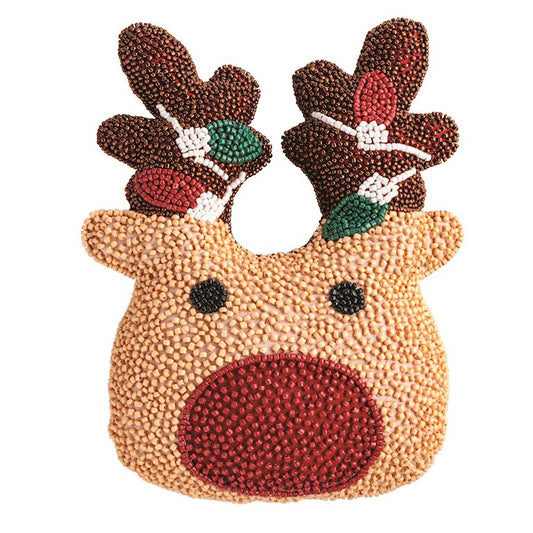 Reindeer Beaded Mini Pillow