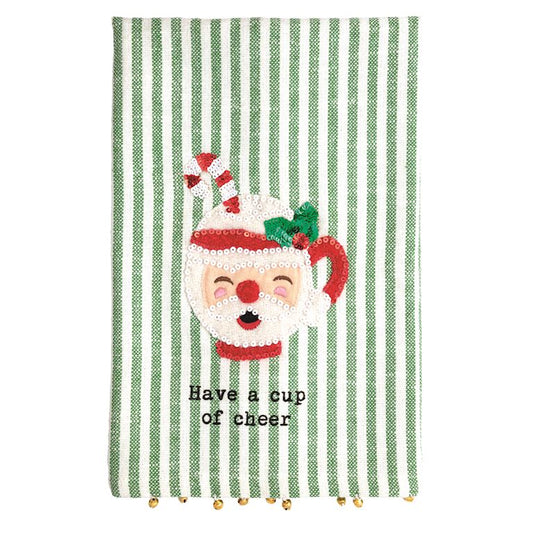 Santa Mug Sequin Towel