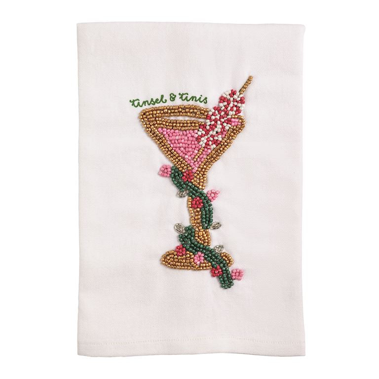Tinsel & 'Tinis Beaded Towel