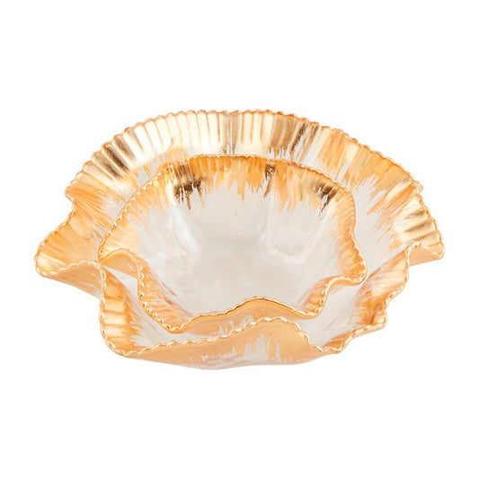 Ruffled Gold Bowl Set: